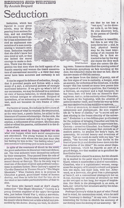 A scan of the Sunday New York Times Book Review column by Anatole Broyard. A scan of the Sunday New York Times Book Review column by Anatole Broyard.
