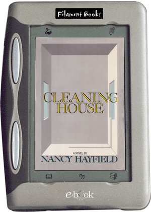 A mock-up of Cleaning House inside a Filament ebook reader.